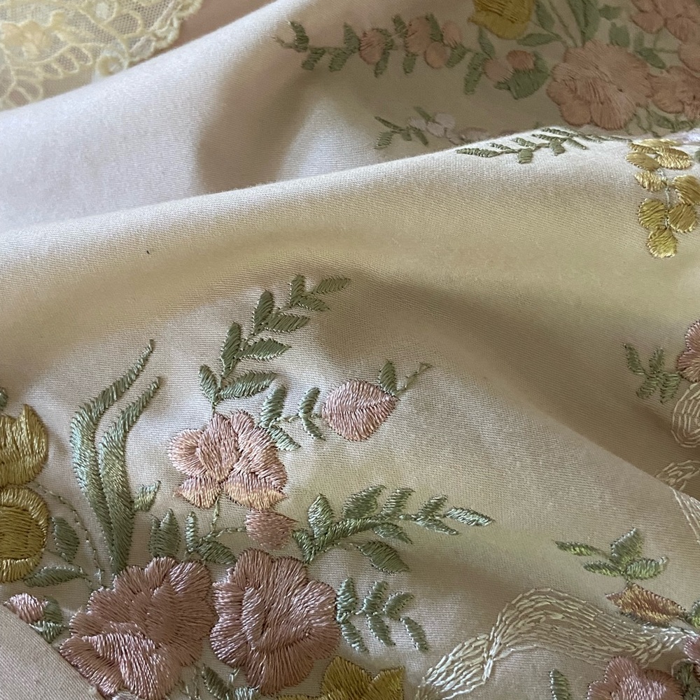 Vintage Dead Stock Donna Morgan 40s 50s Style Dress Floral Embroidered Blush - Picture 14 of 15